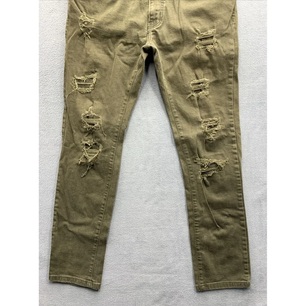 Arketype Denim Jeans Men's Destroyed Hip Hop Street Green Size 38X34